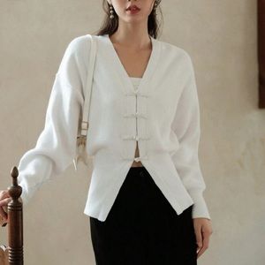 white button sweater chunky knit thick cardigan